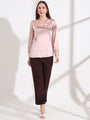 Summer Satin Orchid Pink Peter Pan Collar Top