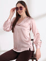 Summer Satin Orchid Pink Peter Pan Collar Top
