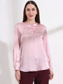 Summer Satin Light Pink Front Pleated Tunic