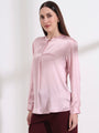 Summer Satin Light Pink Front Pleated Tunic