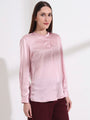 Summer Satin Light Pink Front Pleated Tunic
