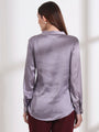 Summer Satin Bluish Grey Mandarin Collar Shirt
