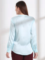 Summer Satin Light Cyan Front Pleated Tunic