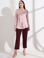 Summer Satin Orchid Pink Mandarin Collar Shirt
