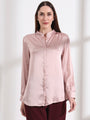 Summer Satin Orchid Pink Mandarin Collar Shirt