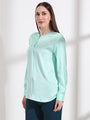 Summer Satin Mint Green Front Pleated Tunic