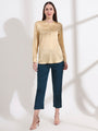 Summer Satin Gold Front Pleated Tunic