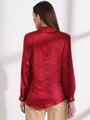 Summer Satin Maroon Mandarin Collar Shirt