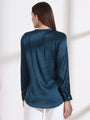 Summer Satin Deep Teal Front Pleated Tunic