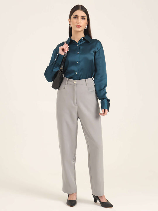 Women'S Luxury Banana Crepe Carbon C Pant