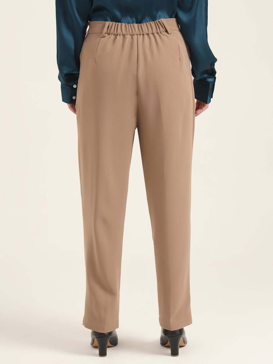 Women'S Luxury Banana Crepe Dark Beige C Pant