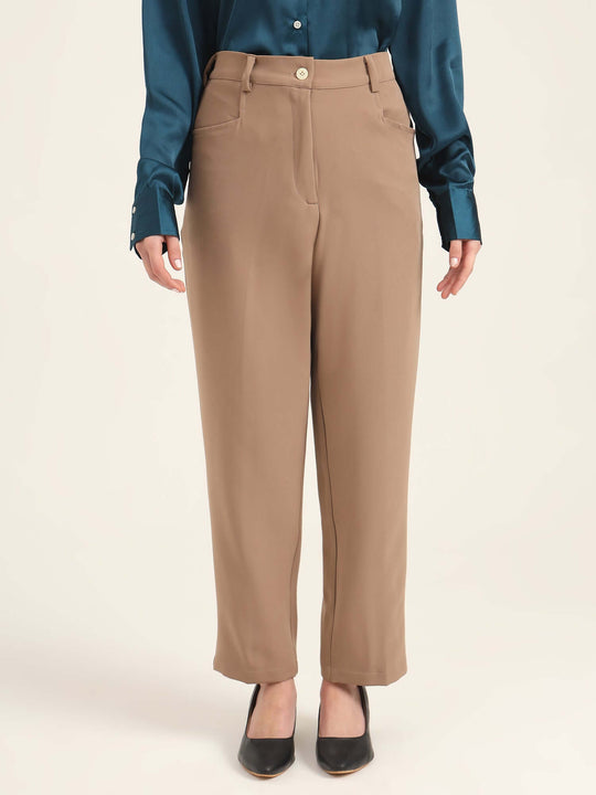 Women'S Luxury Banana Crepe Dark Beige C Pant