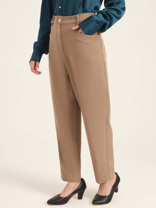 Women'S Luxury Banana Crepe Dark Beige C Pant
