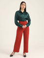 Women'S Luxury Banana Crepe Burnt Umber K Pant
