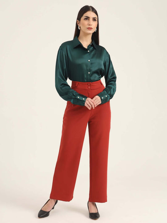 Women'S Luxury Banana Crepe Burnt Umber K Pant