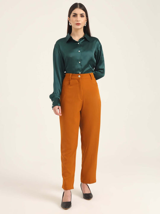 Women'S Luxury Banana Crepe Sepia C Pant