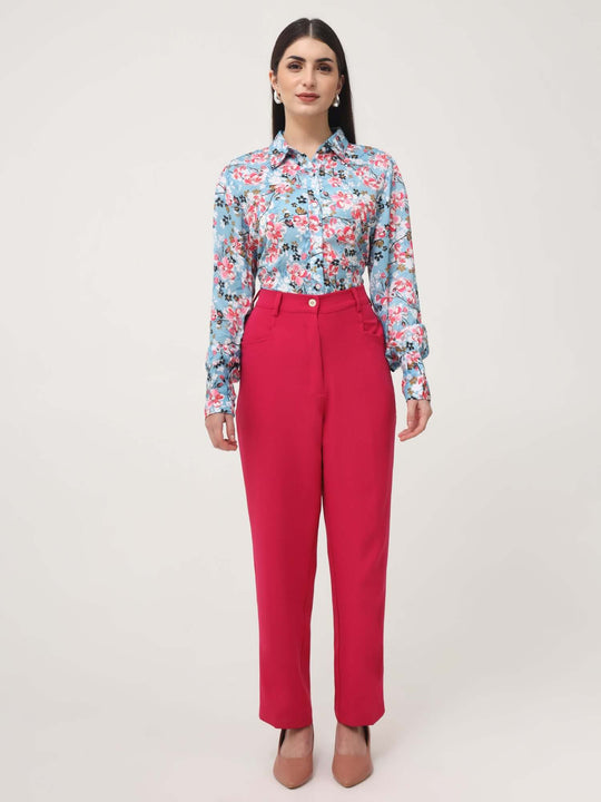 Women'S Luxury Banana Crepe Hibiscus C Pant