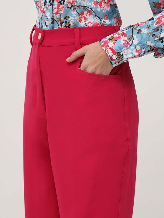 Women'S Luxury Banana Crepe Hibiscus C Pant
