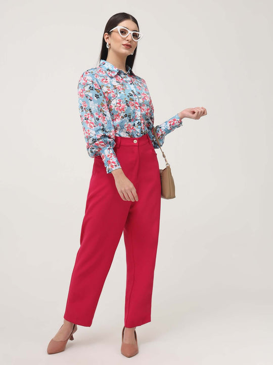 Women'S Luxury Banana Crepe Hibiscus C Pant