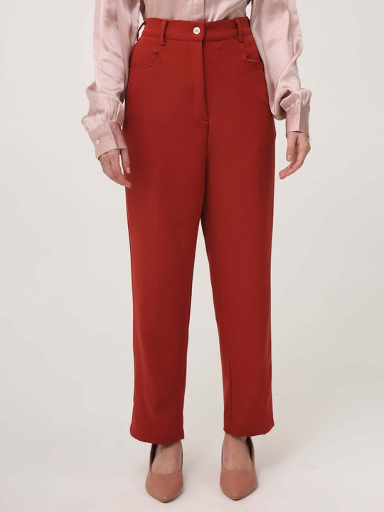 Women'S Luxury Banana Crepe Burnt Umber C Pant