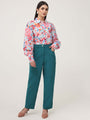 Women'S Luxury Banana Crepe Teal C Pant