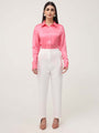 Women'S Luxury Banana Crepe Off White Skin Fit With Multi Pleated Trouser