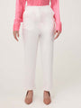 Women'S Luxury Banana Crepe Off White Skin Fit With Multi Pleated Trouser