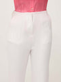 Women'S Luxury Banana Crepe Off White Skin Fit With Multi Pleated Trouser