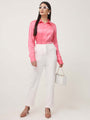 Women'S Luxury Banana Crepe Off White Skin Fit With Multi Pleated Trouser