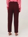 Women'S Luxury Banana Crepe Mahogany Skin Fit With Multi Pleated Trouser