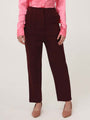 Women'S Luxury Banana Crepe Mahogany Skin Fit With Multi Pleated Trouser