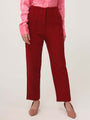 Women'S Luxury Banana Crepe Maroon Skin Fit With Multi Pleated Trouser