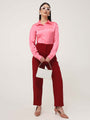 Women'S Luxury Banana Crepe Maroon Skin Fit With Multi Pleated Trouser