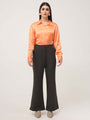 Women'S Luxury Banana Crepe Olive Flared Trouser With Slash Pocket