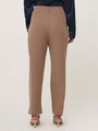 Women'S Luxury Banana Crepe Dark Beige Skin Fit With Multi Pleated Trouser