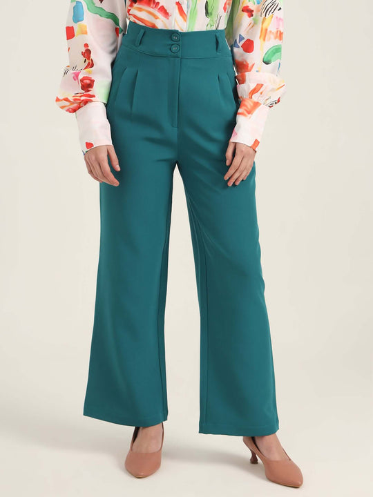 Women'S Luxury Banana Crepe Teal K Pant
