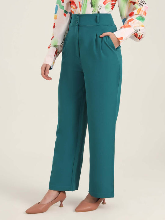 Women'S Luxury Banana Crepe Teal K Pant