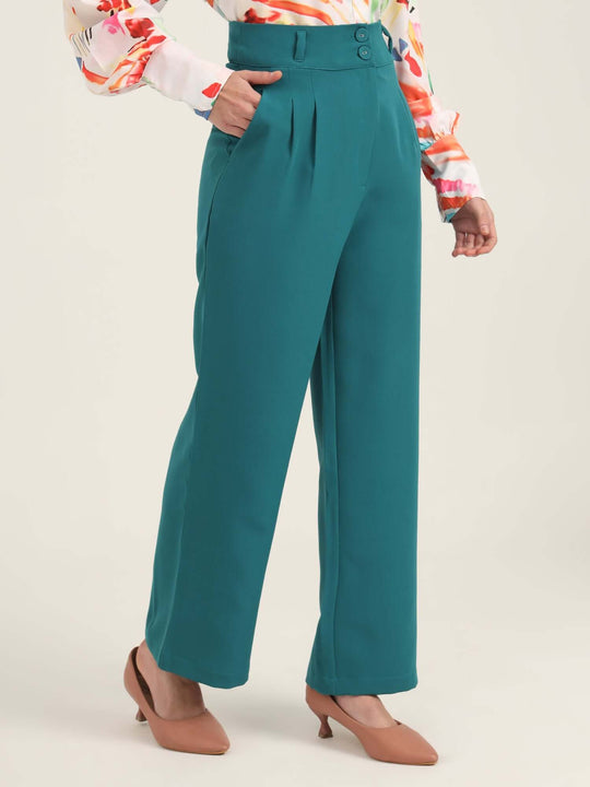 Women'S Luxury Banana Crepe Teal K Pant