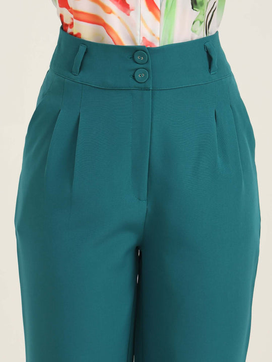 Women'S Luxury Banana Crepe Teal K Pant