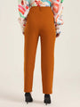 Women'S Luxury Banana Crepe Sepia Skin Fit With Multi Pleated Trouser
