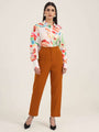 Women'S Luxury Banana Crepe Sepia Skin Fit With Multi Pleated Trouser