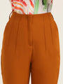 Women'S Luxury Banana Crepe Sepia Skin Fit With Multi Pleated Trouser