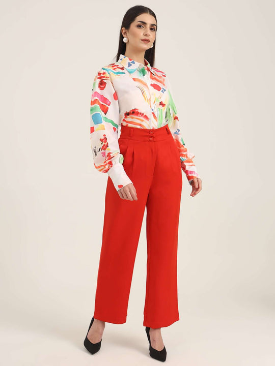 Women'S Luxury Banana Crepe Mars Red K Pant