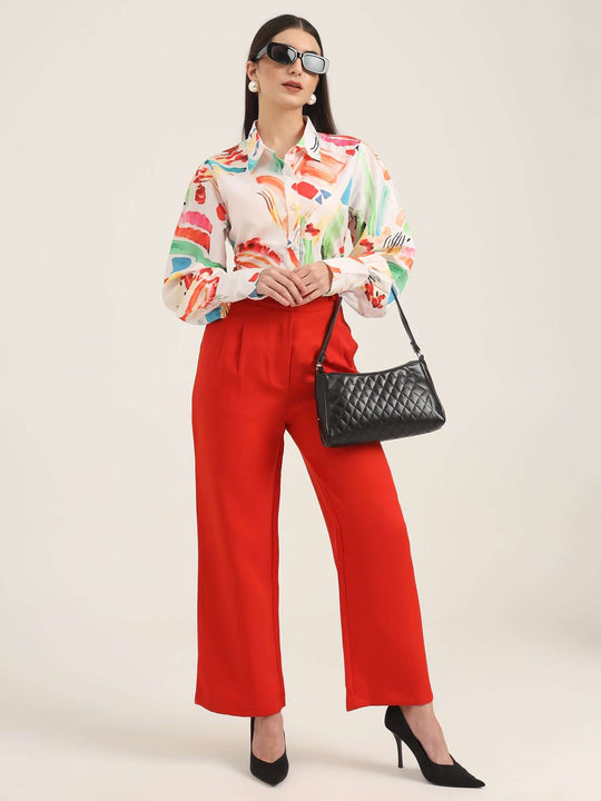 Women'S Luxury Banana Crepe Mars Red K Pant