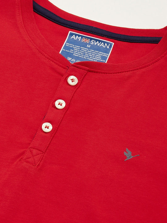 Mens Premium Cotton Lycra Henley Half Sleeve Crew Neck T-Shirts