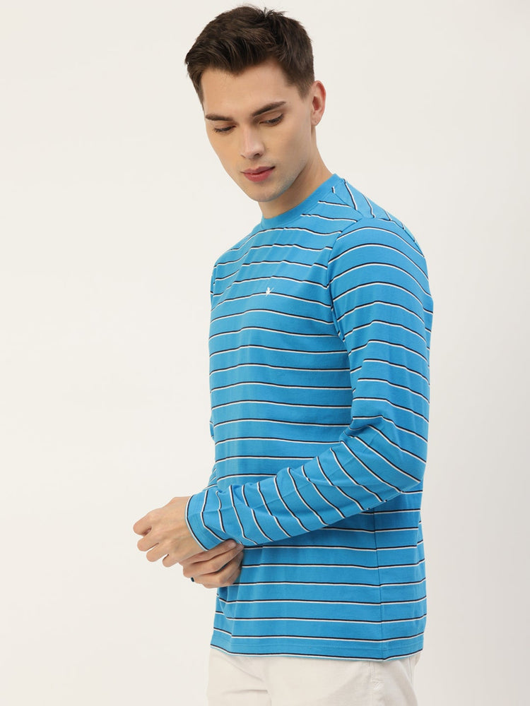 Mens Premium Cotton Striped Half Sleeve Crew Neck T-Shirts