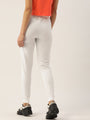 Womens Premium White Cotton Lycra Smart Fit Printed Track Pant