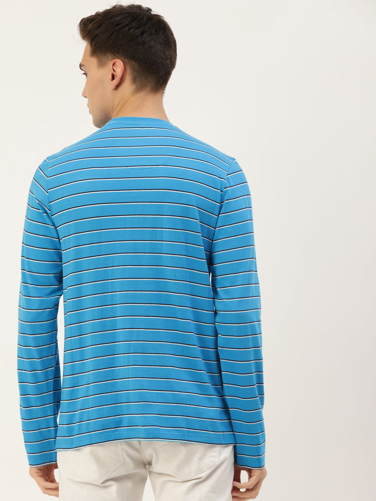 Mens Premium Cotton Striped Half Sleeve Crew Neck T-Shirts