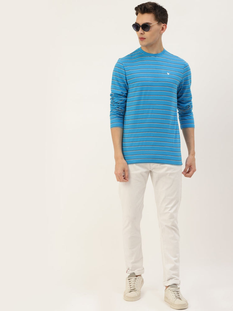 Mens Premium Cotton Striped Half Sleeve Crew Neck T-Shirts