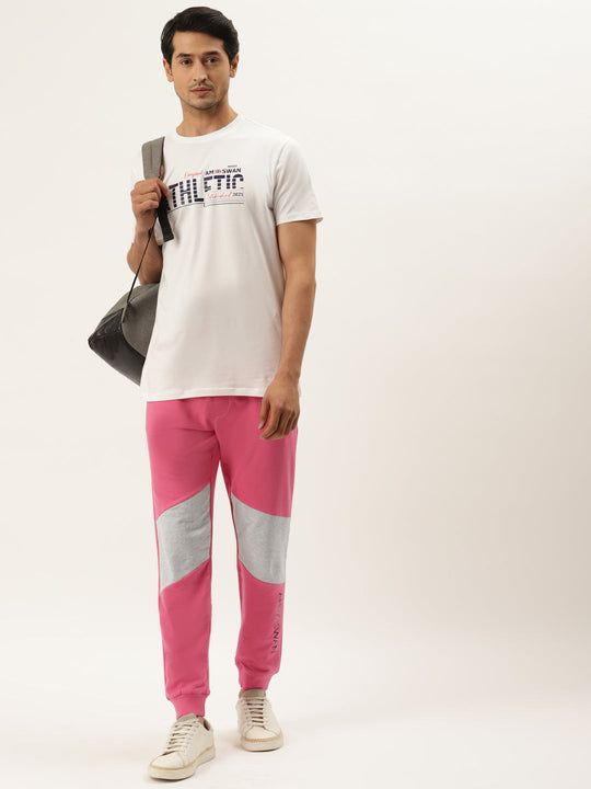 Mens Cotton Rich Lycra Colourblocked Printed Track Pant
